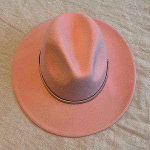 Free People Whythe leather band felt hat fedora peony pink